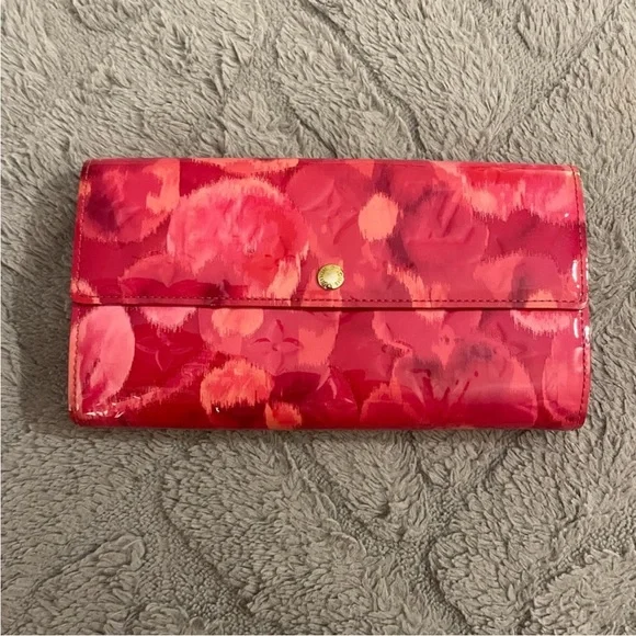 Louis Vuitton Red Floral Vernis Wallet